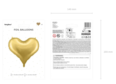 XL Folienballon Figur - Herz Gold - 75cm x 64,5cm